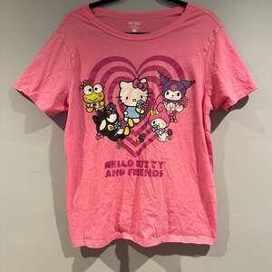 Sanrio Hello Kitty and Friends Pink Graphic T-Shirt XL Kuromi My Melody Keroppi